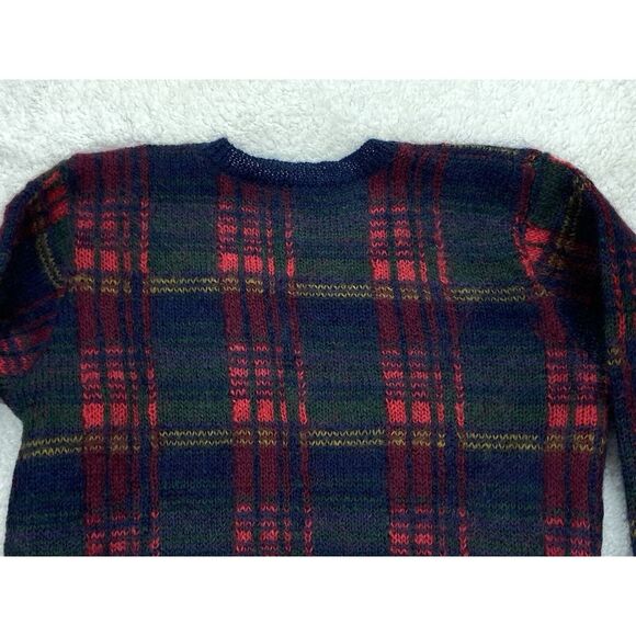 VINTAGE Talbots Wool Blend Sweater Mens M Mohair Plaid 80s Retro Christmas RARE - Picture 9 of 16